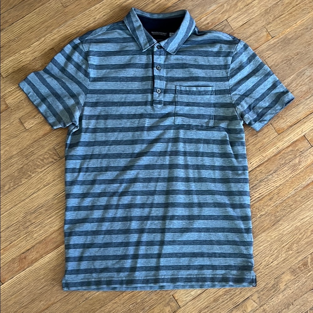Banana Republic Blue and Gray Polo Shirt Casual Style